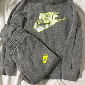 Nike Heather Gray Tracksuit with Neon Yellow Logo